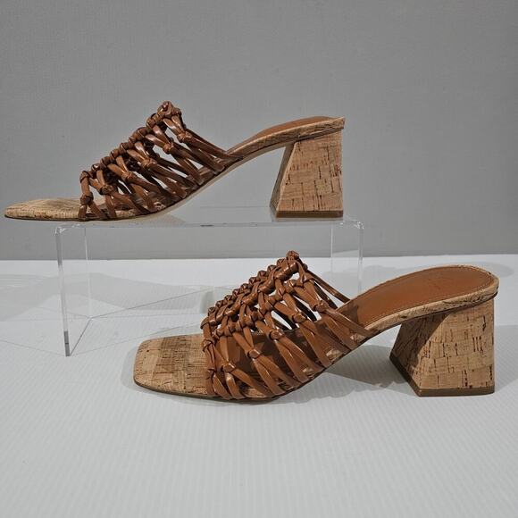 NEW Marc Fisher LTD Colica Sandal Womens 8.5 Brown Cork Knotted Block Heel - Picture 2 of 12